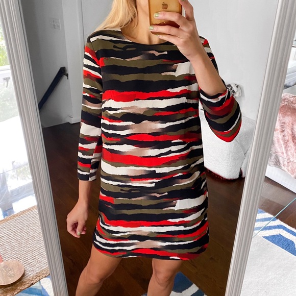 🍃 H&M GREEN BLACK MULTI PRINTED CAPRI SLEEVE DRESS! - Picture 5 of 15